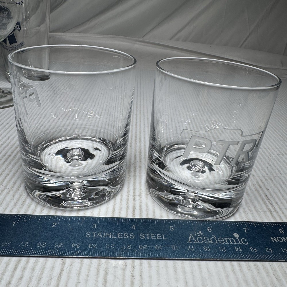 2 rocks glasses etched with PTR