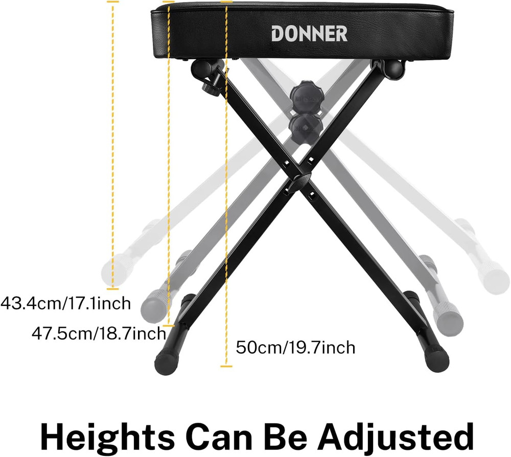 Piano Bench, Adjustable Keyboard Bench Portable Stool Collapsible Chair Foldable
