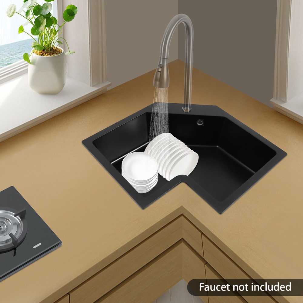 Modern Flushmount Corner Kitchen Sink, Undermount Irregular Corner Kitchen Sink