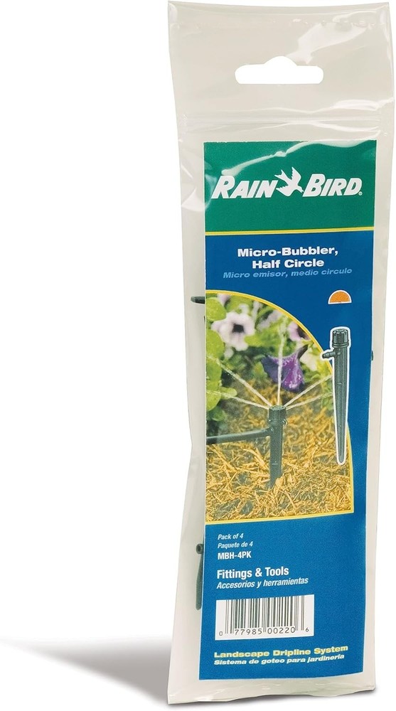 Water-Saving Drip Irrigation Micro-Bubbler on Stake, 180° Pattern, 4-Pack