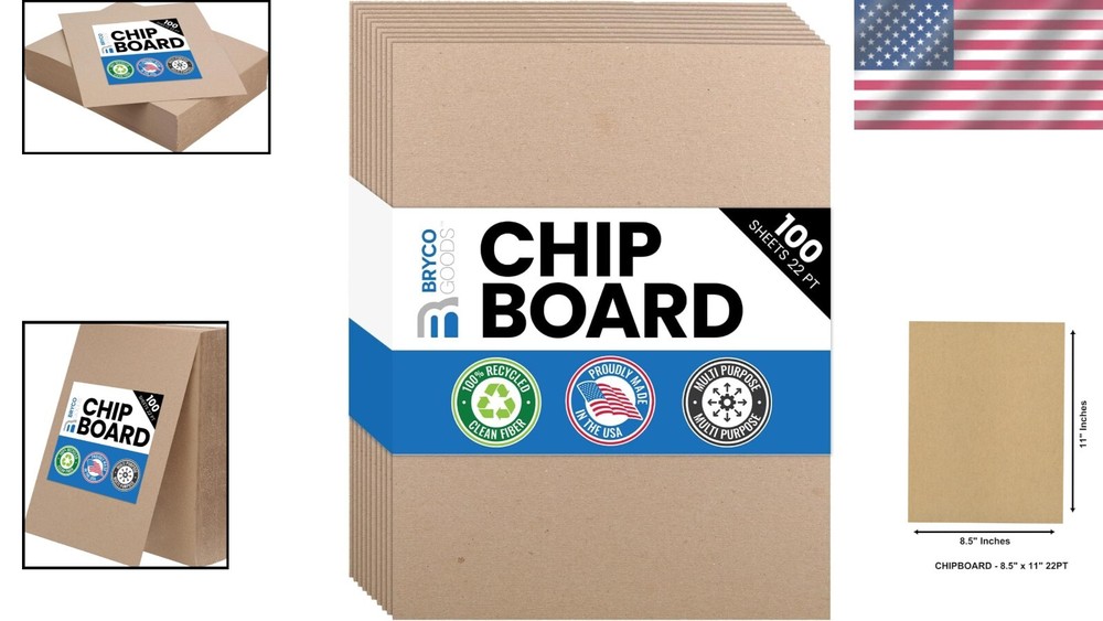 Versatile Kraft Chipboard Sheets - 100 Count, 8.5" x 11" for Creative Projects