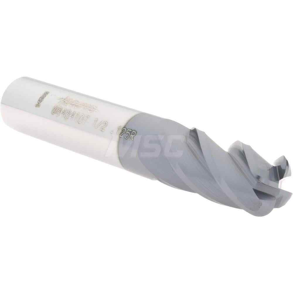 Accupro 1/2" Diam 4 Flute Single End Solid Carbide 1/8" Corner Radius End Mil...
