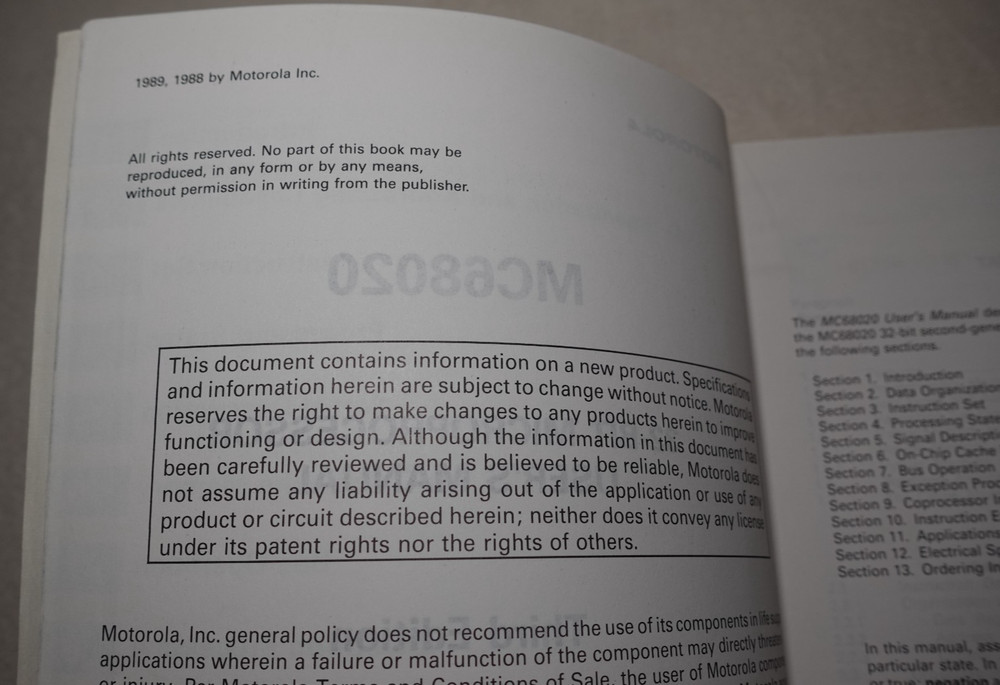 Motorola MC68020 32-Bit Microprocessor User's Manual 3rd Edition Publication