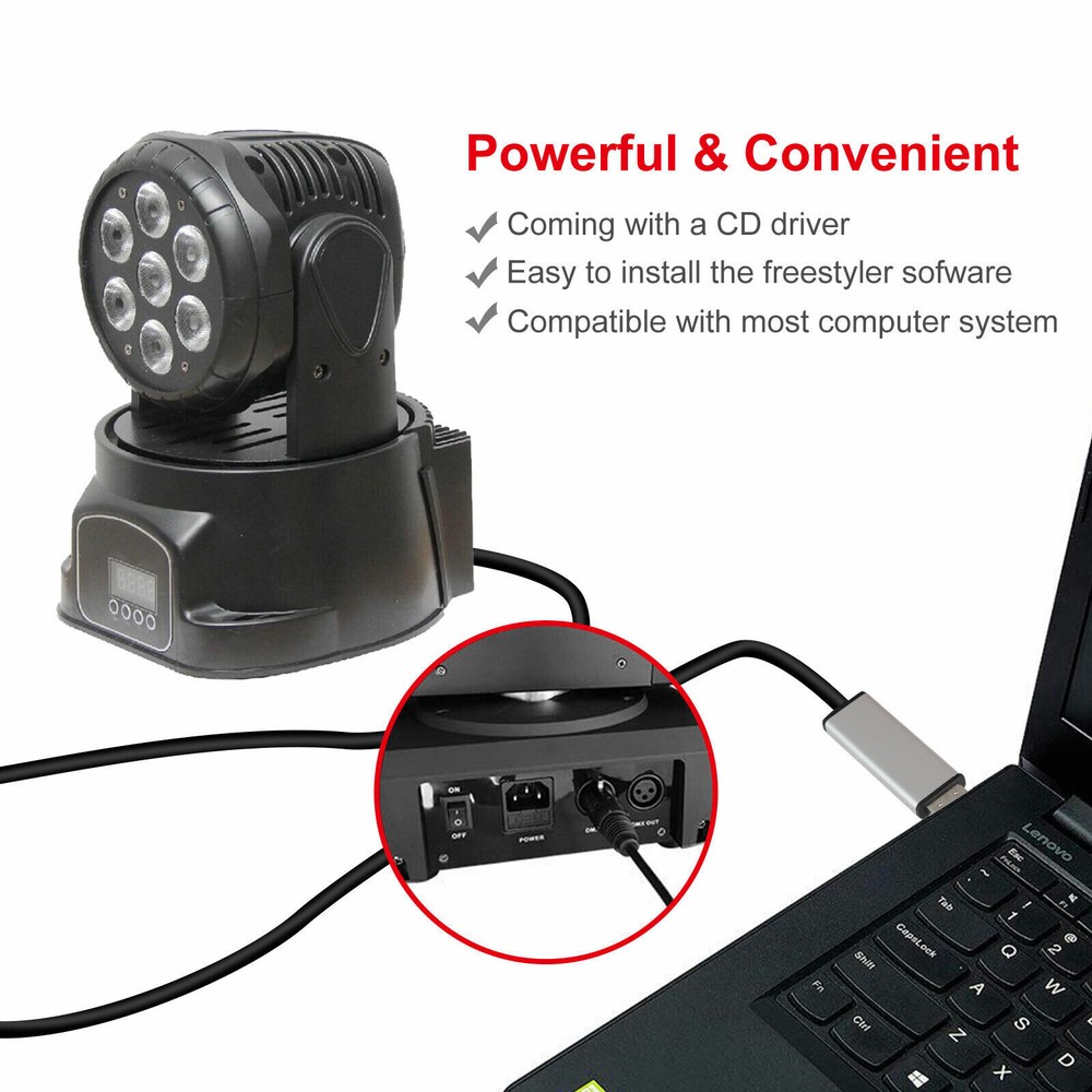 USB to DMX Interface Adapter DMX512 Controller Cable Stage Light for PC Computer