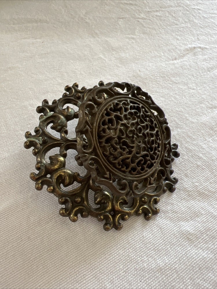 Vintage Cabinet DRAWER PULL Ornate Decorative Scroll Pattern 1 Pull, 2.5” Round