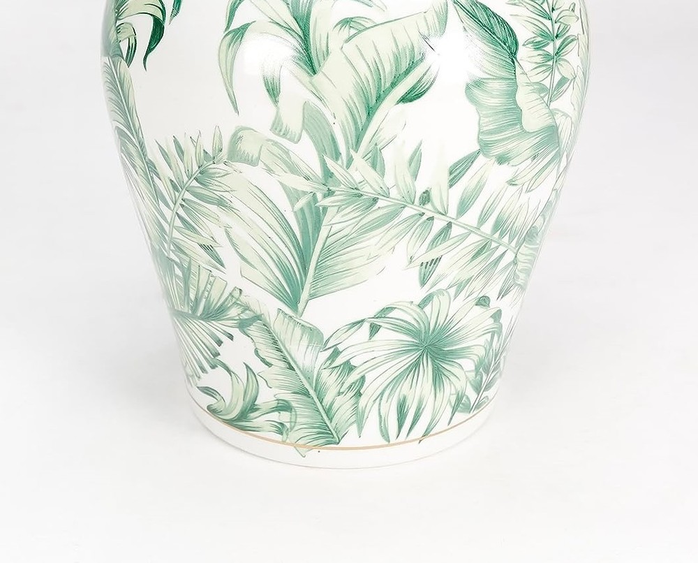AAI Tropical Leaf Ginger Jar, Green
