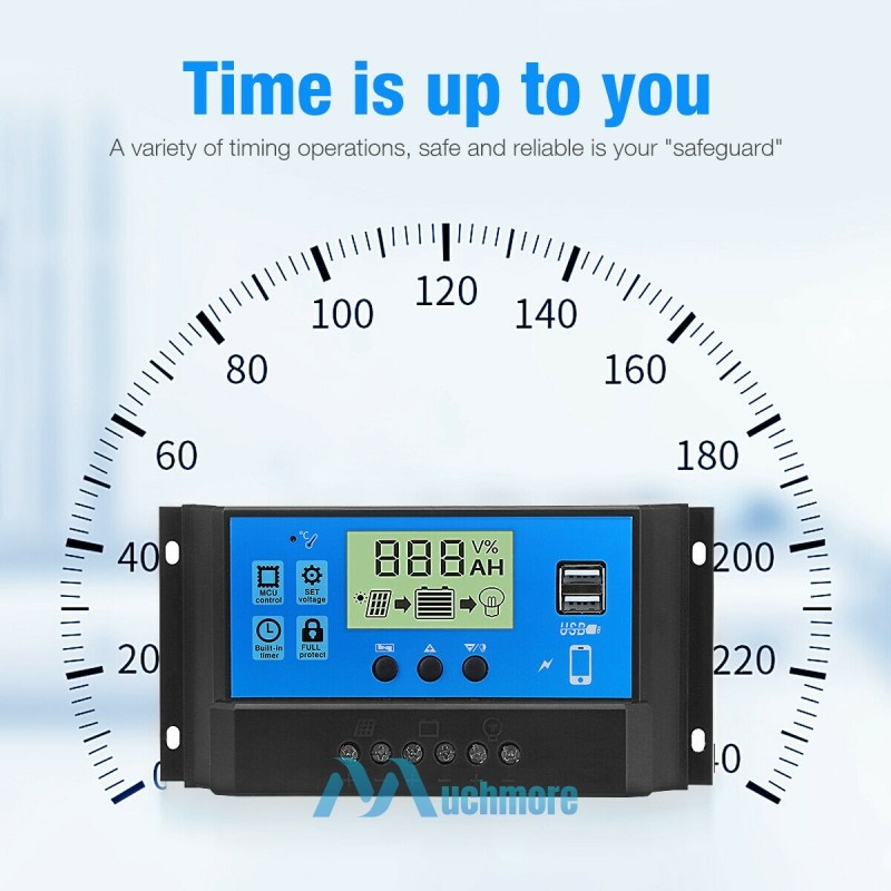 PWM 30A 12V 24V Solar Panel Regulator Charge Controller Auto Focus Tracking 2USB