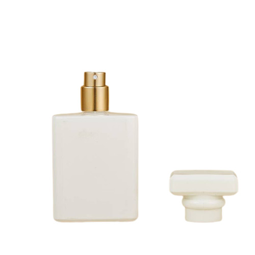 30ml Empty Glass Perfume Spray Bottle Refillable Clear Rectangular White Gloss