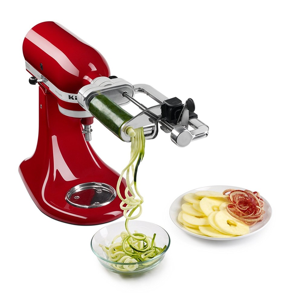 KitchenAid KSM2APC Spiralizer Plus Attachment with Peel, Core and Slice, Silver