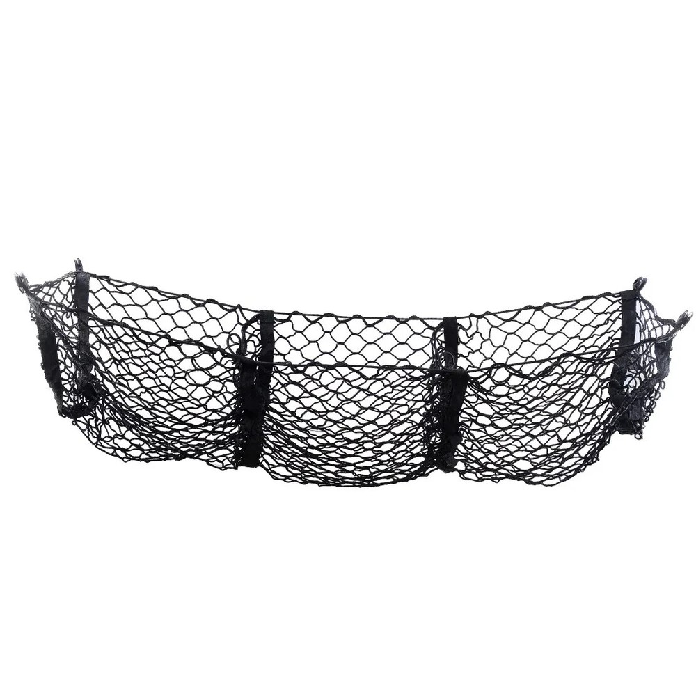 Stretchable Black Mesh 3 Pocket Trunk Cargo Organizer Bin Bag Storage Net Holder