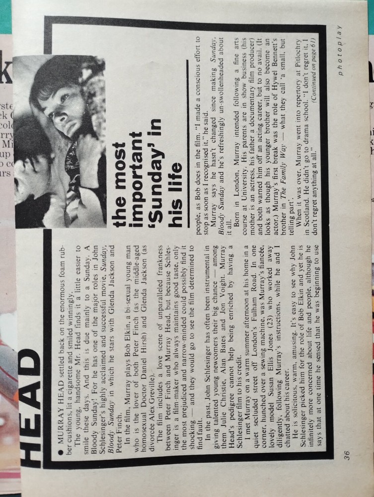 Sk100 Ephemera 1970s Article Murray Head