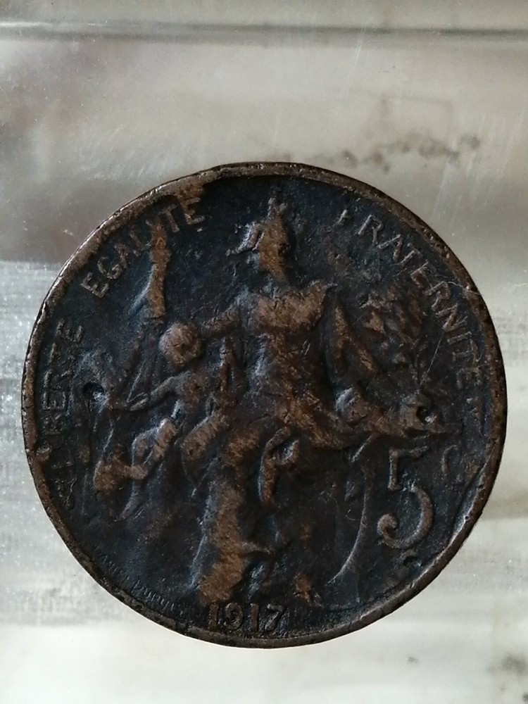 REPUBBLICA FRANCESE 5 CENTIMES 1917 DUPUIS BRONZO