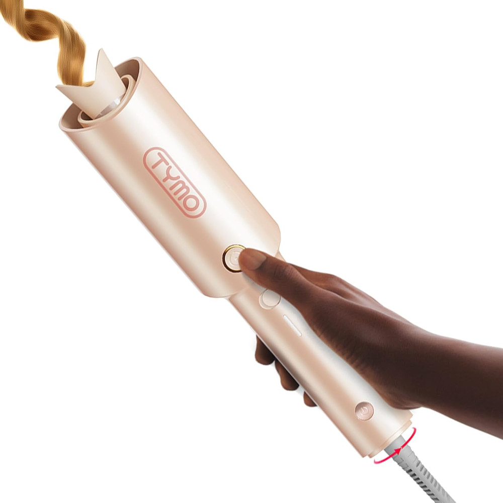 TYMO CurlPro Automatic Rotating Curling Iron 1 Inch Ionic Dual Voltage Peach