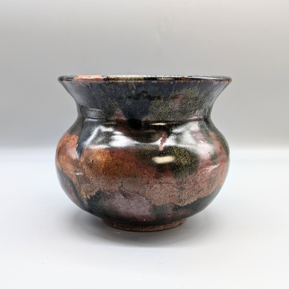 Studio Pottery Planter Pot Round Signed Tom Kauffman Ceramic 1970