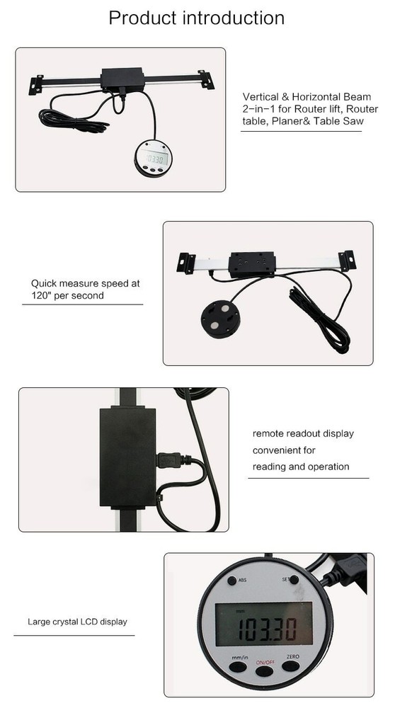 150/200/300mm Digital Table Readout linear scale Magnet Remote External Display