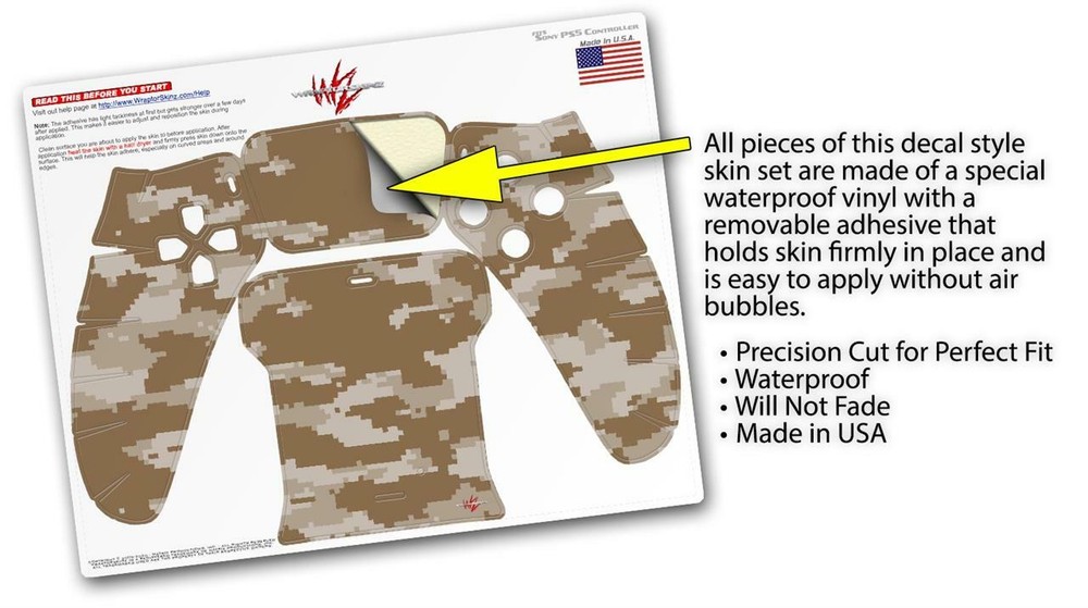 Skin Sony PS5 Controller WraptorCamo Digital Camo Desert