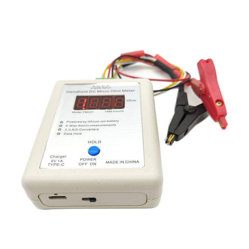 YMC01 Handheld DC Ohm Meter Low Resistance Tester with 4-Wire Testing Clip