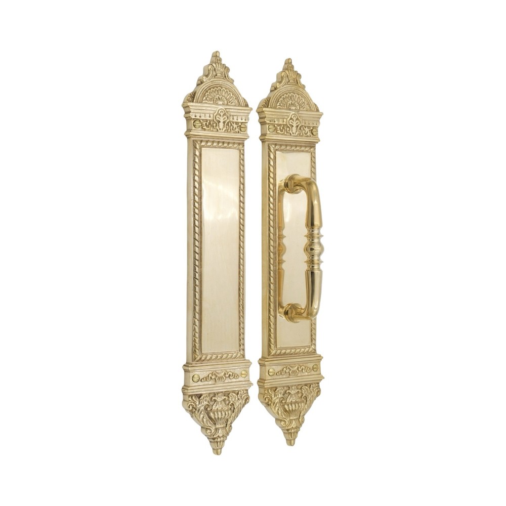 Solid Brass Push and Pull Door Handle Set - The Fan - Polished Brass