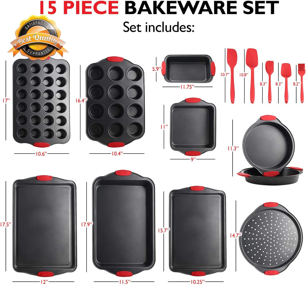 39 Piece Nonstick Baking Pan Set Bakeware Oven Set Black