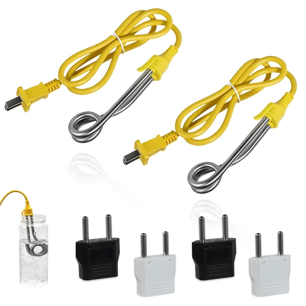 2-Pack Portable Immersion Heater Kit - 120V-300W,240V-600W, Instant Water Heater