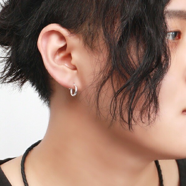 Sterling Silver 925 Plain Rounded Hoop Earring 12mm (Single)