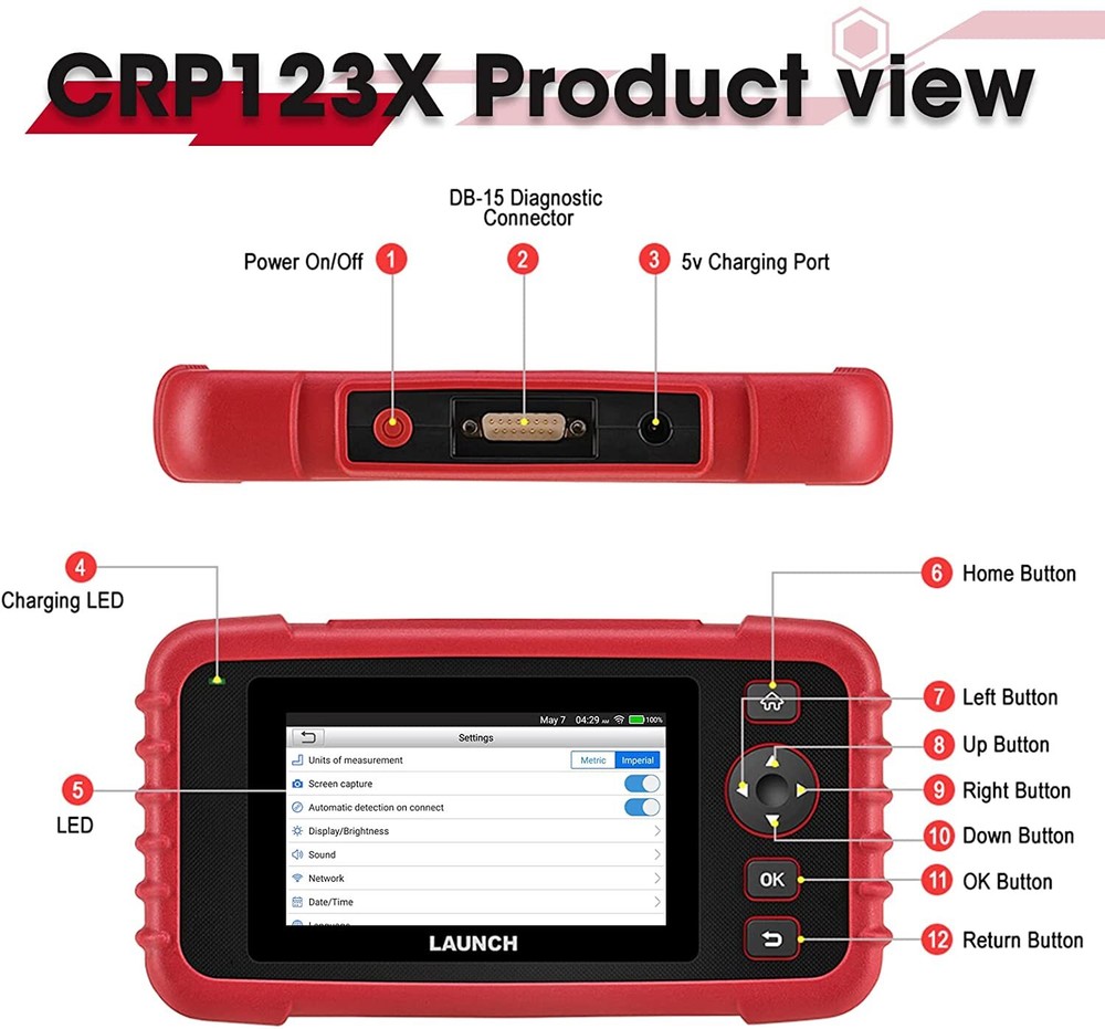 2024 LAUNCH CRP123X Elite Code Reader Car Diagnostic Scanner Tool ABS SRS Engine