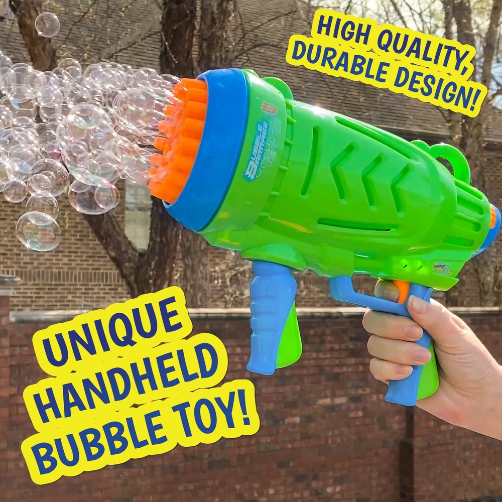 Maxx Bubbles Automatic Bubble Barrage Gun Includes Non Toxic Large, Green