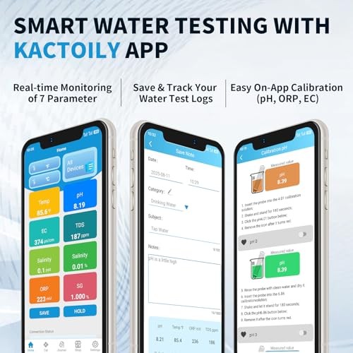 7-in-1 Smart Bluetooth Water Tester, Portable Digital