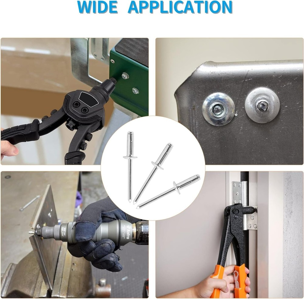 50Pcs Aluminum Tri-Fold Exploding Pop Rivets 3/16 Large Flange,3/16''X 1'' Large