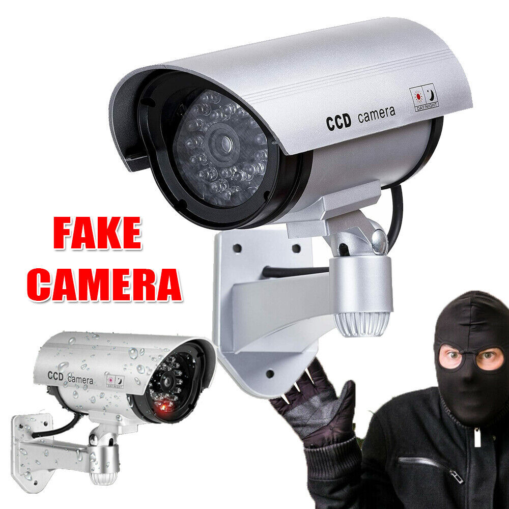 2 PCS Dummy Fake Camera Surveillance CCTV Security Flashing Imitation LED Light