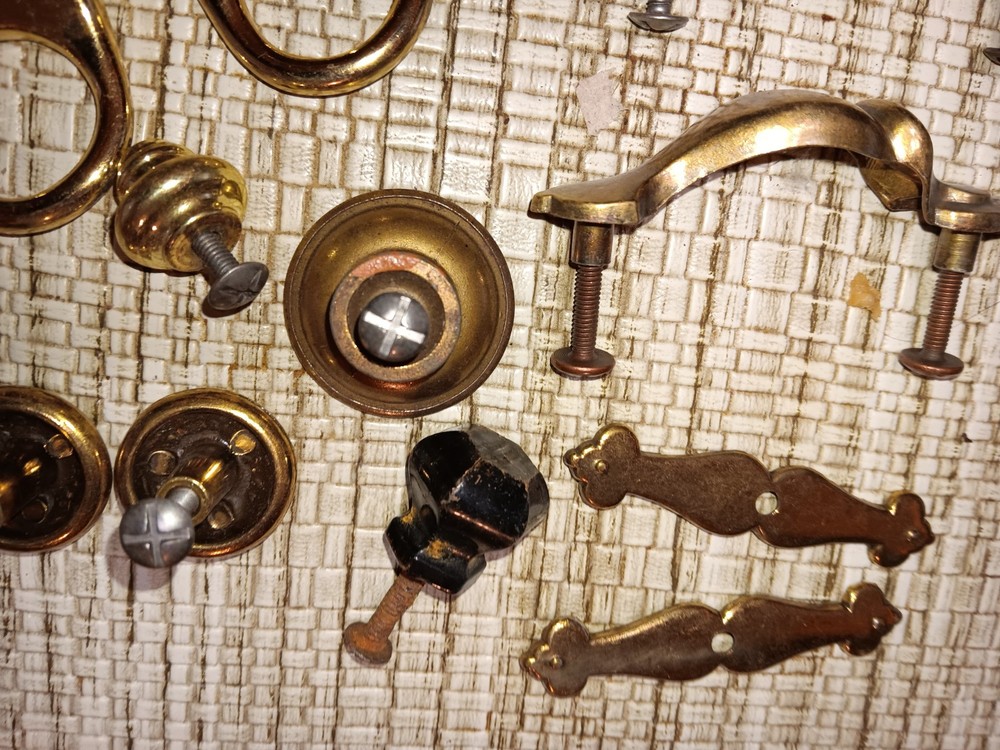 vintage mixed handles pull handle hardware drawer retro pulls lot parts
