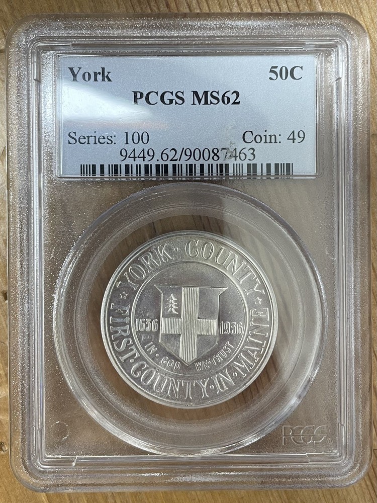 1936 York Commemorative Silver Half Dollar PCGS MS62