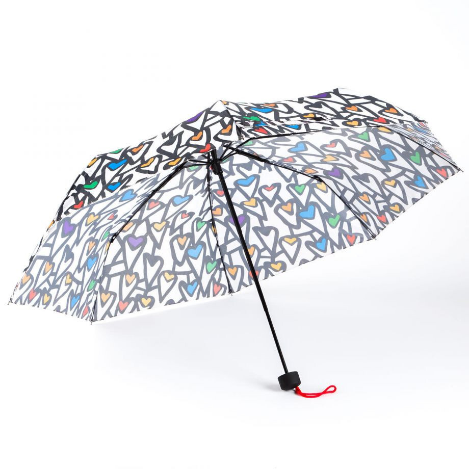 PAPER DESTINY rainbow hearts umbrella NWT