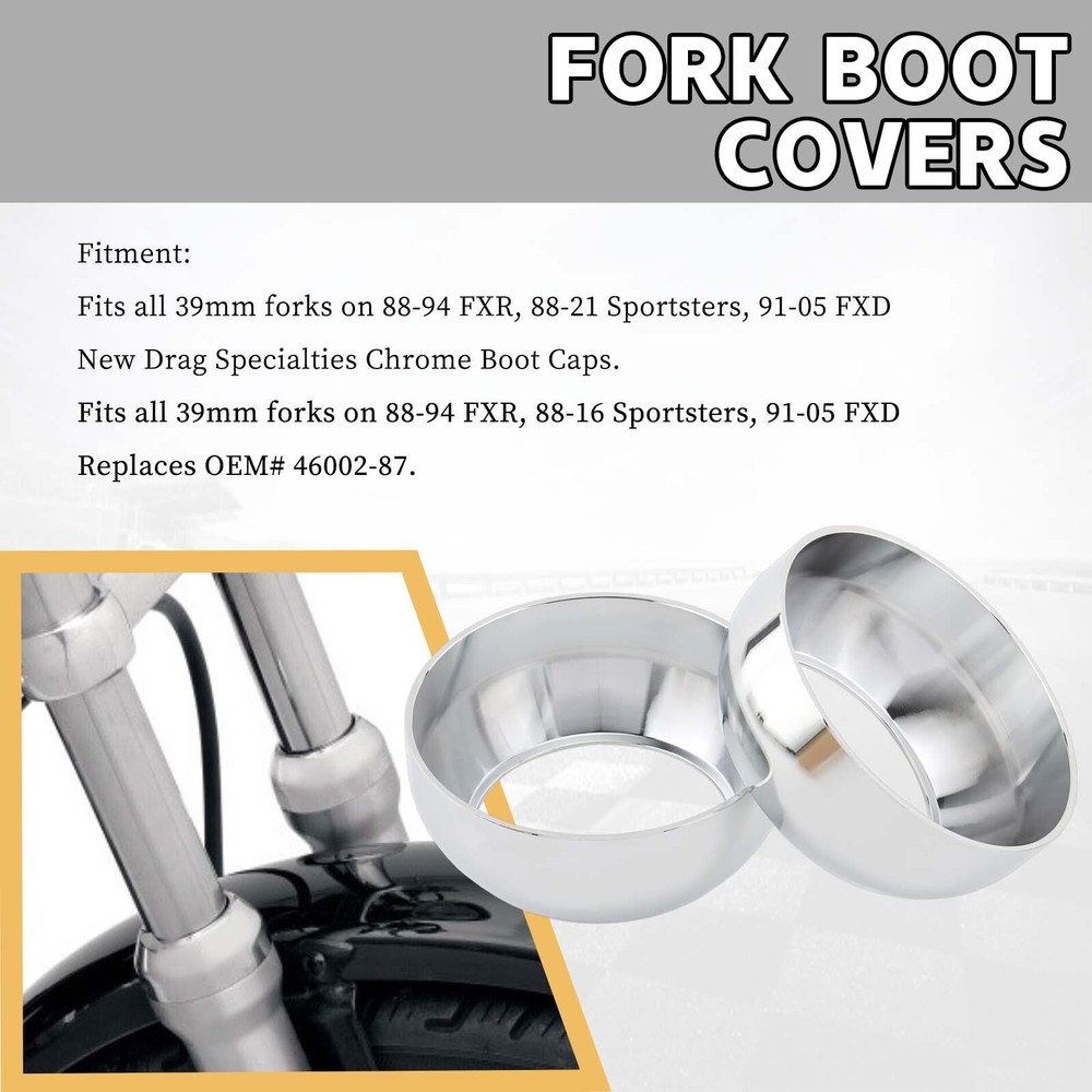 Chrome Front Fork Boot Cap Covers 41mm For Harley Softail FXST FXSTB FXSTC FXDWG