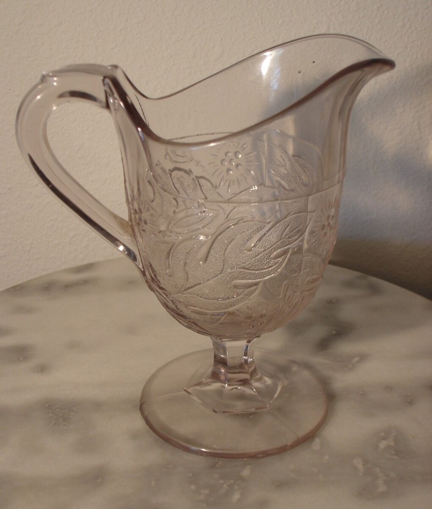 EAPG Windflower Clear crystal footed Creamer