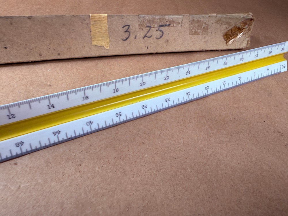 Vintage Arthur Brown 7957P Triangular Drafting Scale Ruler Engineering Scale 12”