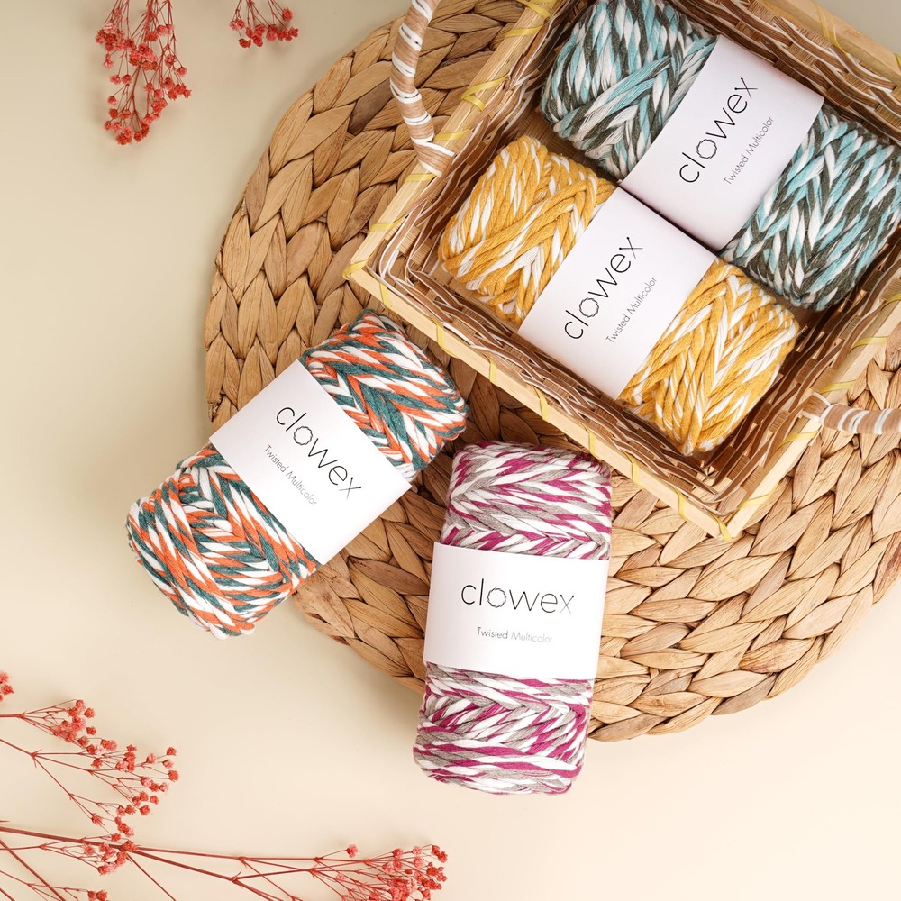 5mm Multicolored Cotton Combed Macrame String Rainbow Soft Variegated TM01