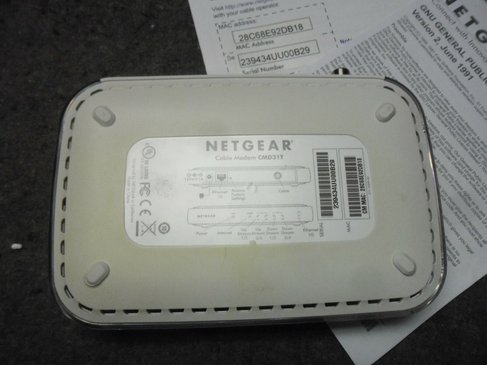 NETGEAR High Speed Cable Modem CMD31T Only No Cable or Adapter Used