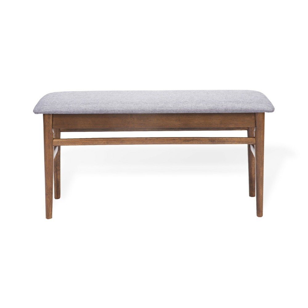 Nicole Modern Solid Wood Bench w/Padded Seat Medium Brown Color