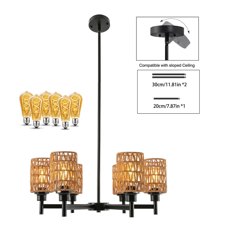 Modern Ceiling Light Chandelier 6-Head Pendant Lighting Ceiling Dimmable