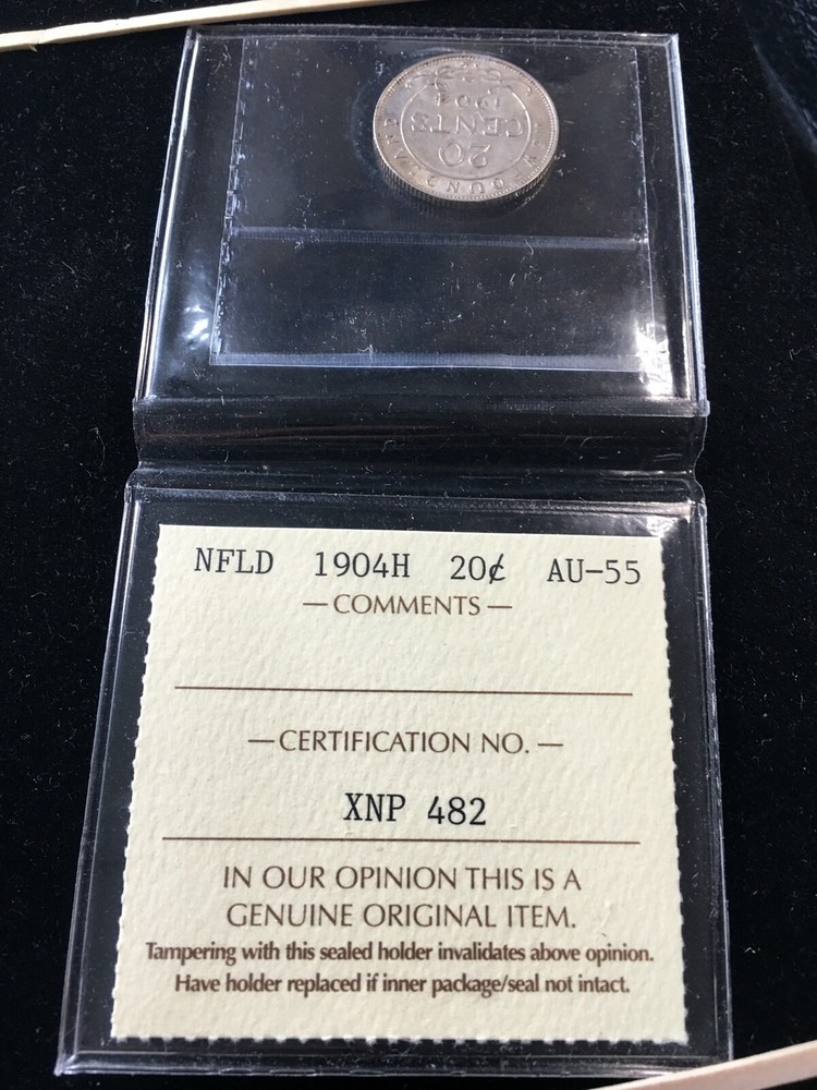 1904H ICCS Graded Newfoundland, ¢20 Cent, **AU-55**
