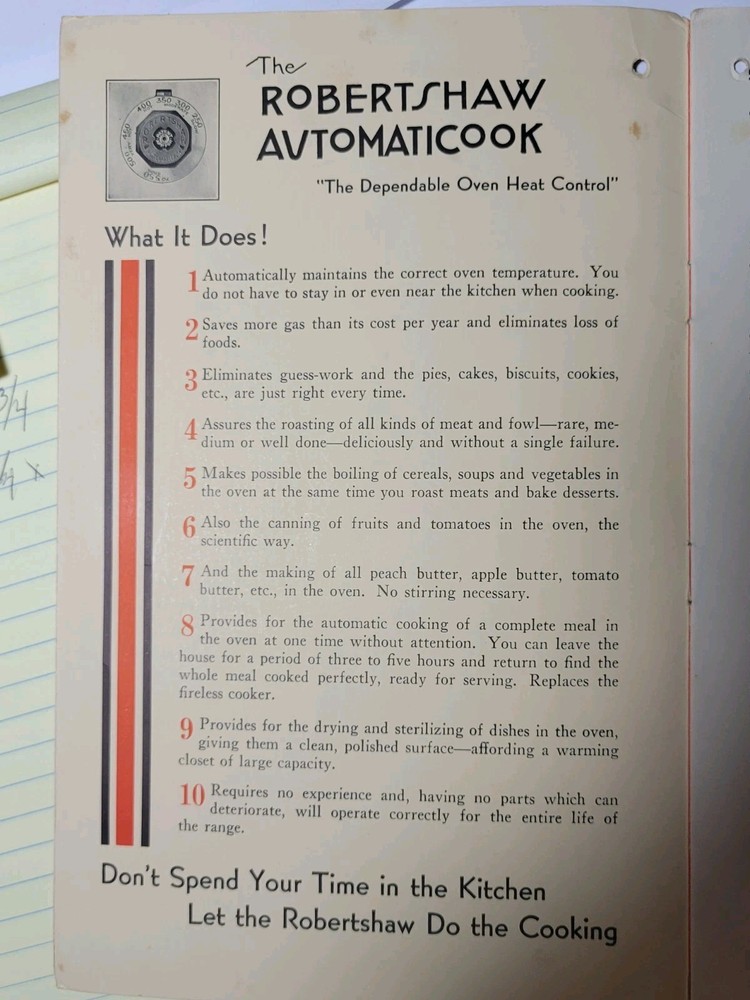 Robertshaw Oven Cookery Directions AutomatiCook