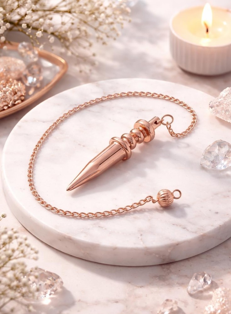 Copper Metal Dowsing Pendulum - Solid Cone Point for Divination & Reiki