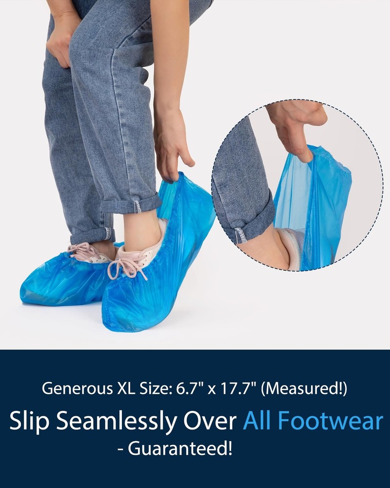 Shoe Covers Disposable Non-Slip, Waterproof Boot Covers with Compact Roll for...