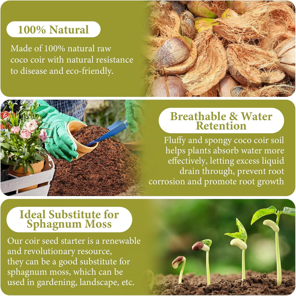 Pack of 1 Organic Coco Coir Bricks- 100% Natural Compressed Coco Peat Brick Coco