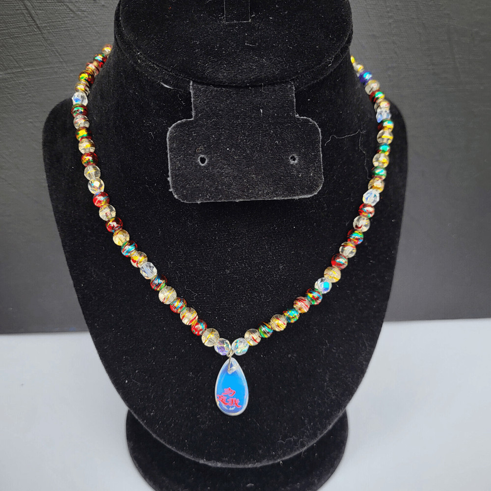 Artisan Handmade Unique Foil Beads with Drop Pendant 17"
