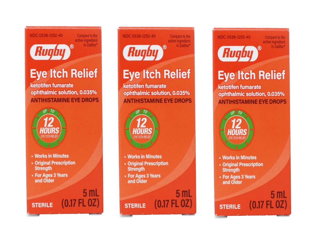 Rugby Ketotifen Eye Drops 3 Pack - 0.17oz Itch Relief Solution