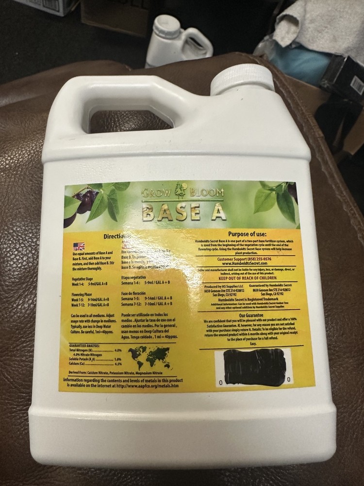 Humboldts Secret Base A Liquid Hydroponic Fertilizer | Complete Hydroponic 32OZ