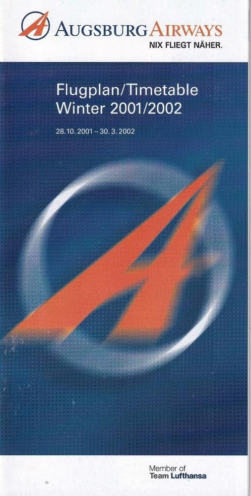 2001/2002 Augsburg Airways flight timetable
