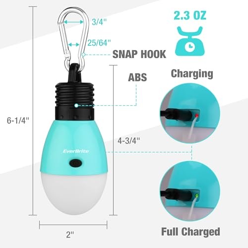 Rechargeable Camping Light,Portable Tent Lantern,3 Lighting Modes, Blue-2 Pack